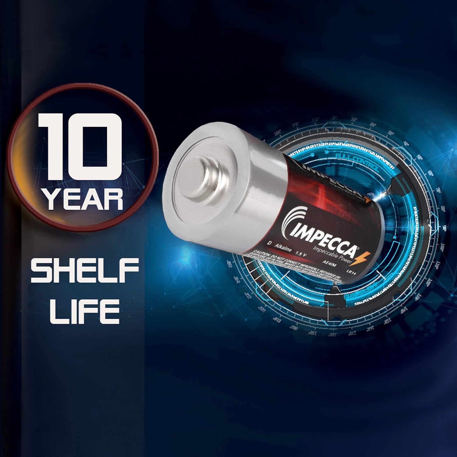 Impecca D Batteries (24-Pack) High Performance Alkaline, Long Lasting, and Leak Resistant Batteries, LR14, Platinum Series, 24-Count