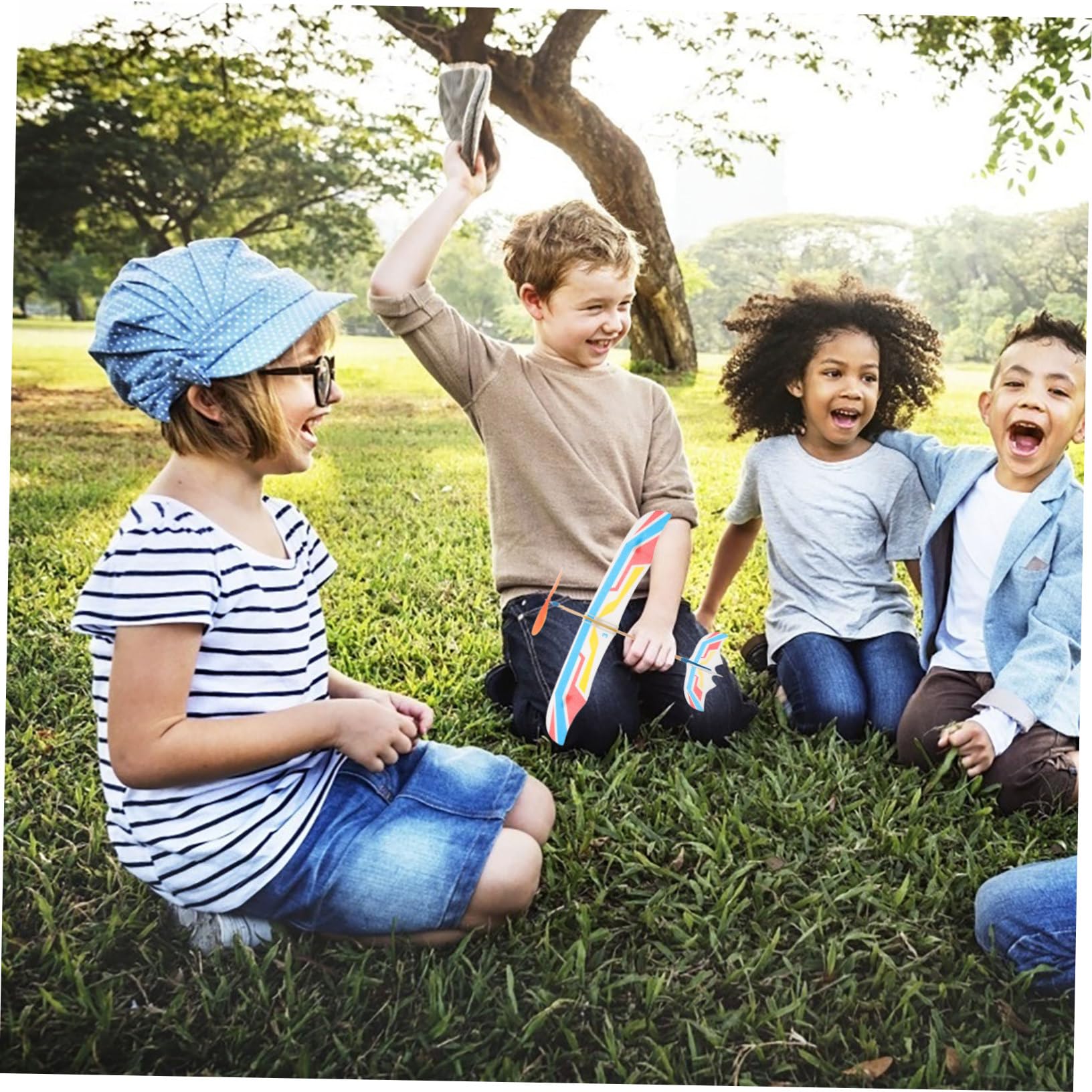 HANABASS Modèle A Filles en Garçon et Parent-garçon Interaction Pack de Pièces 10, Plusieurs Styles Jouet Avion Elastique Bois Plastique Biplan Éducatif