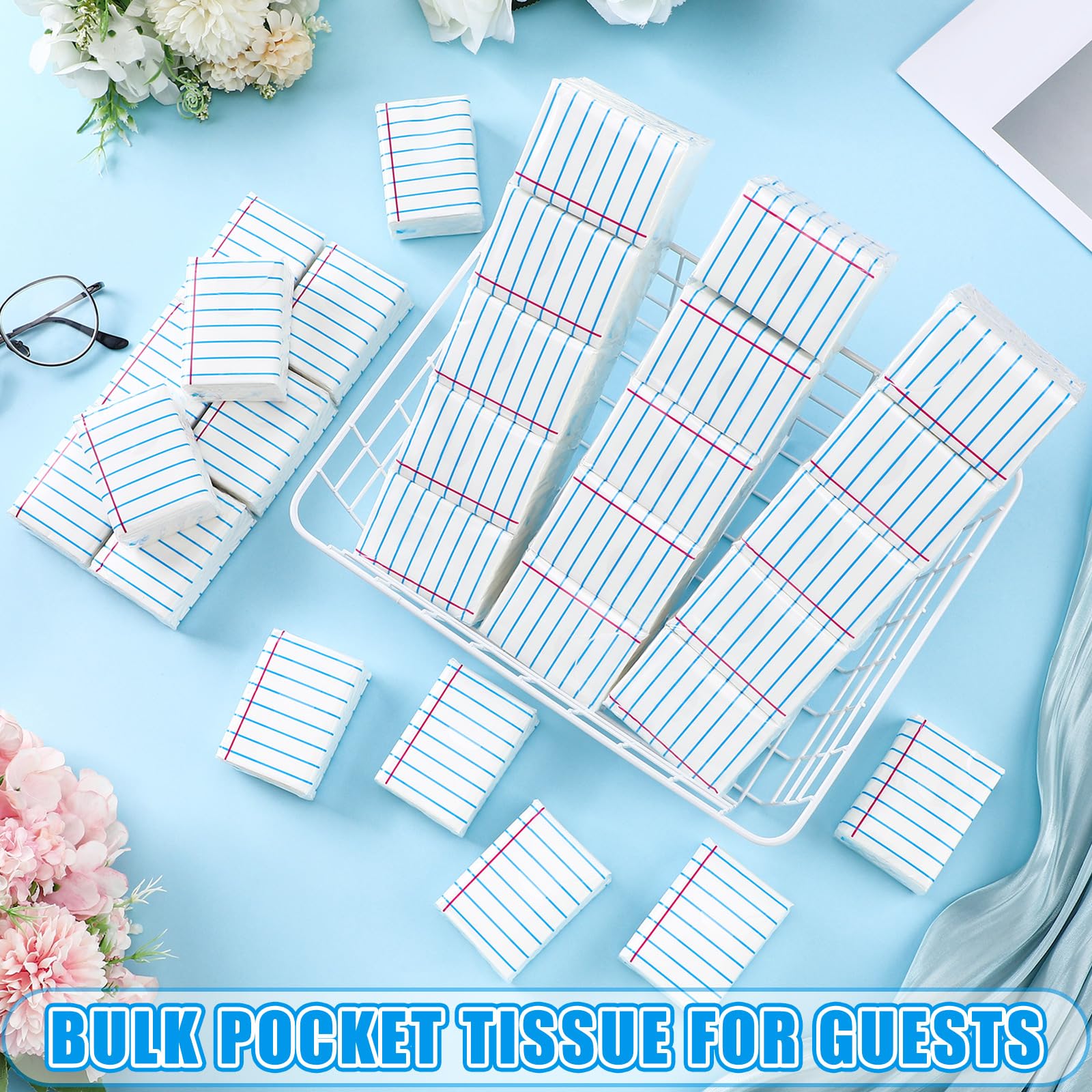 Ctosree 50 Stück Taschentücher, Reisepackungen, Großpackungen, 500 Blatt, kleine Taschentücher, Taschenpackungen, 3-lagig, Mini-Reisegröße, einzeln (klassisch)