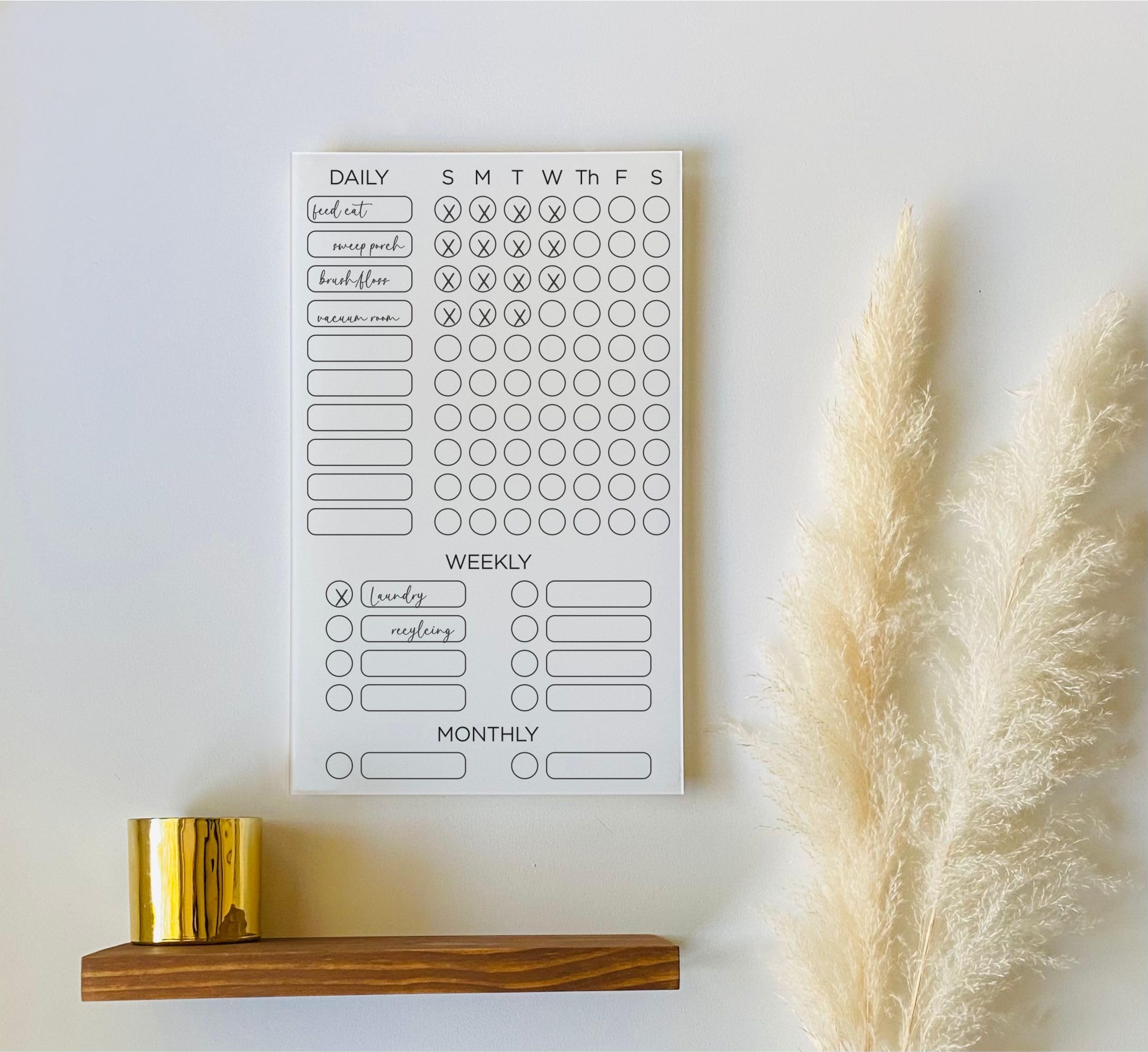 1801andco Chore Chart for Kids Acrylic White Board 9"x14" - Routine To Do List Teens and Adults, Visual Schedule, Behavior + Rewards Chart, ADHD Task