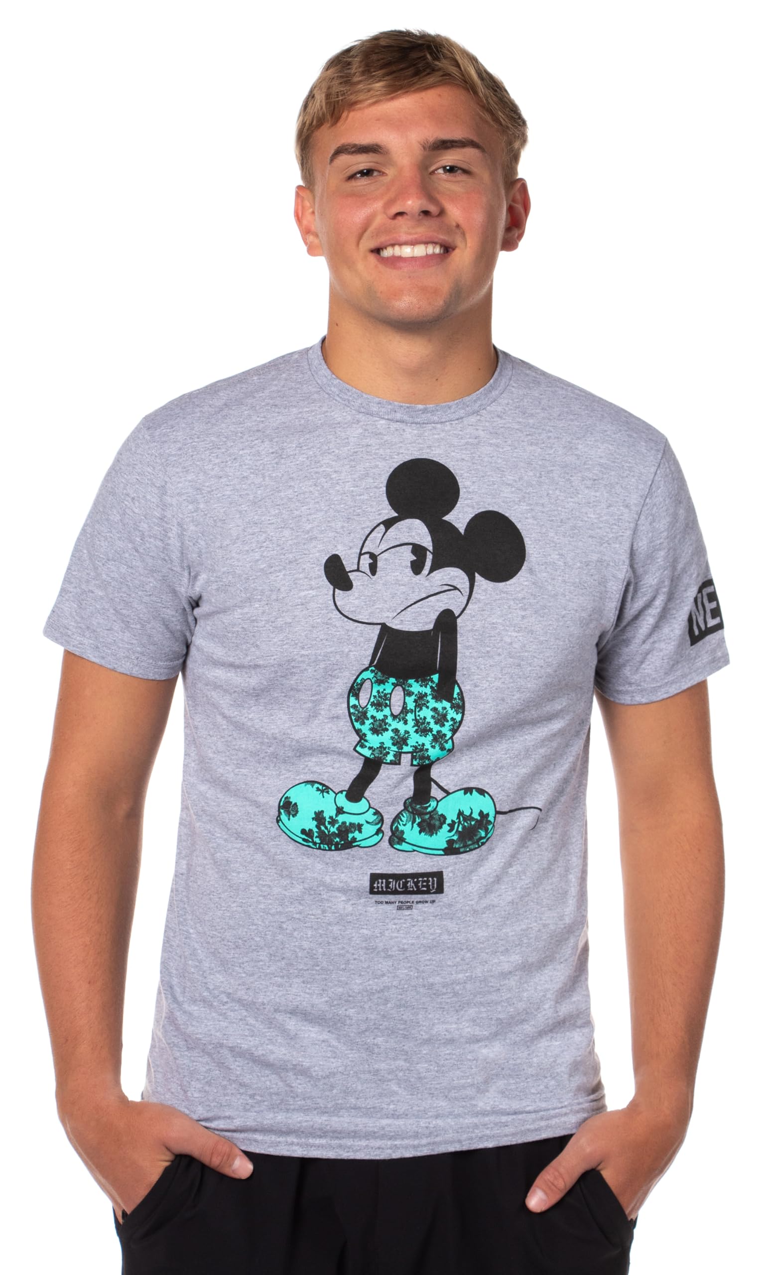 Neff Disney Men's Mickey Mouse Tropical Filled Character Design Graphic Print Adult T-Shirt