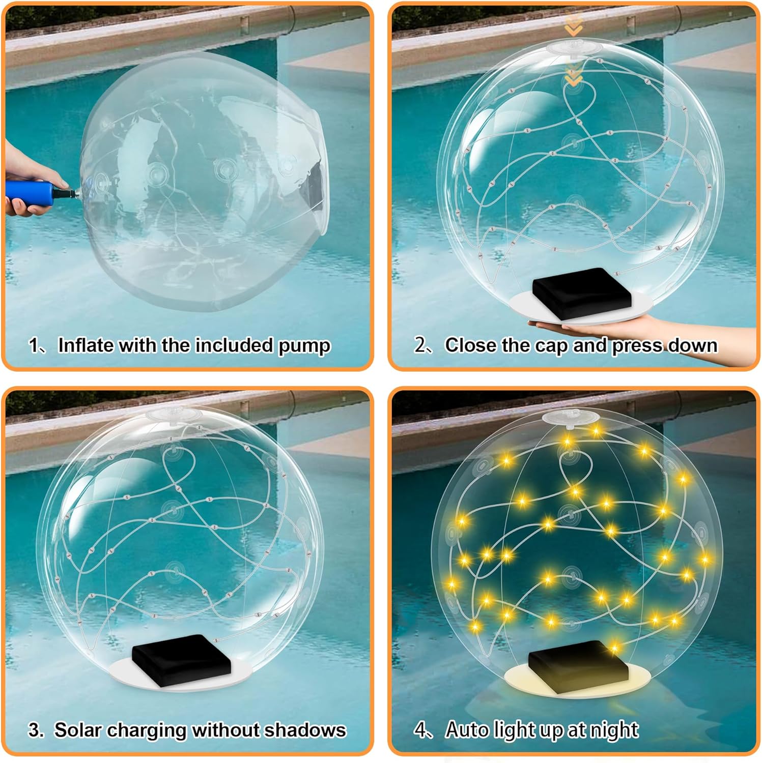 26-Inch Tall Outdoor Side Table and 14-Inch Solar Pool Lights