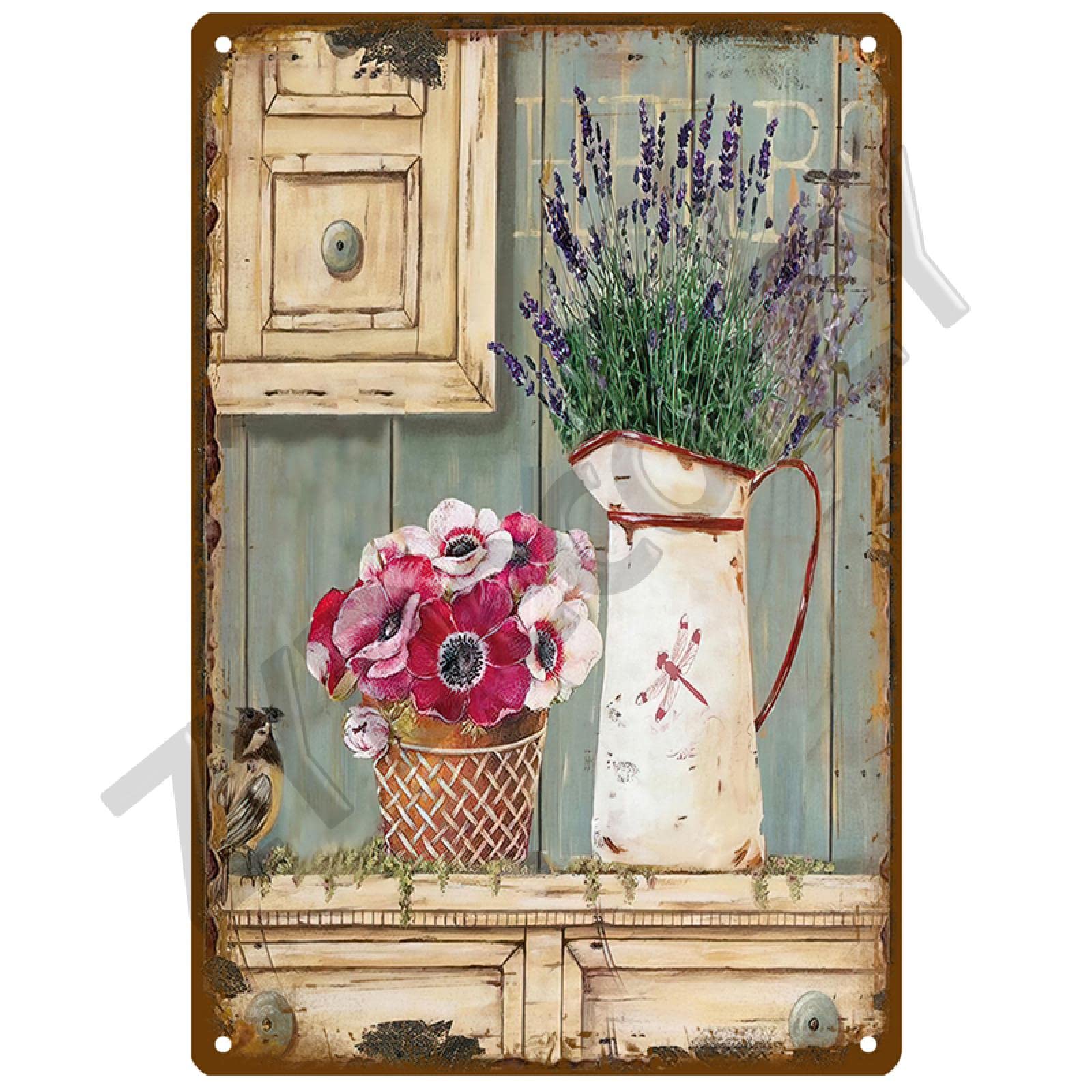 TSHAOSHUNHT Kwiatowe Plakaty Ścienne Płótno Sztuka Tabliczka Vintage Znak Bar Dom Sypialnia Dekoracje Wnętrza Farby 42x60cmx6 szt bez ramy
