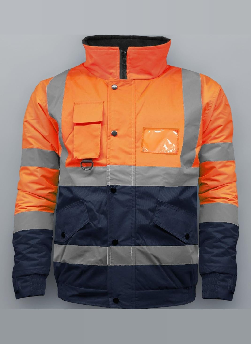 – Hi Vis High Visibility Safety Security Reflective Protective Waterproof, Windproof Padded Workwear Bomber Jacket Coat With Concealed Hood Available In Orange, Yellow, Black and Contrast.