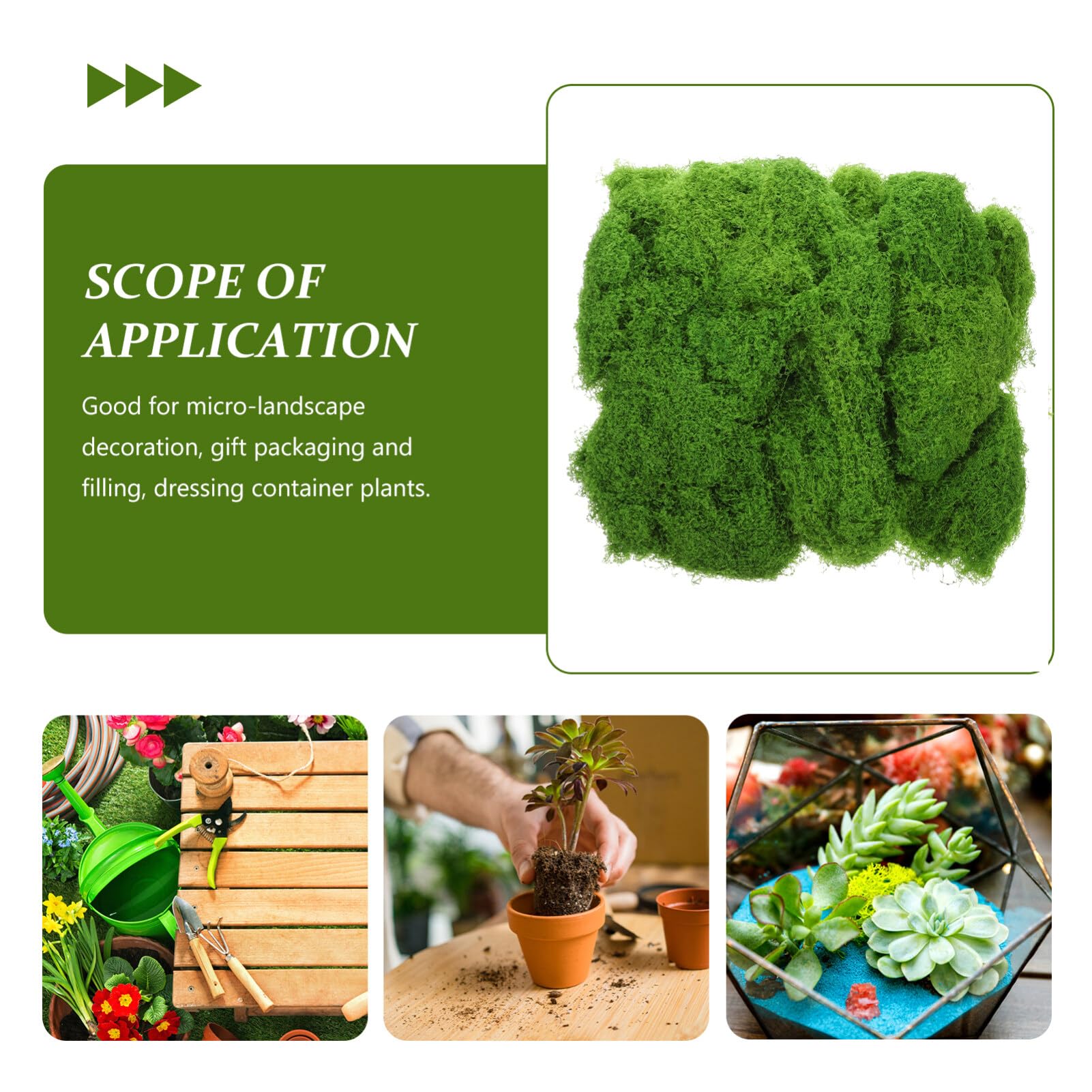 Yardwe Moss Preserved Moss for Potted Plants Craft Decorative Moss Filler Faux Moss Fairy Garden Artificial Terrariums Decoration Florist Easter Table Decor 200g Light Green