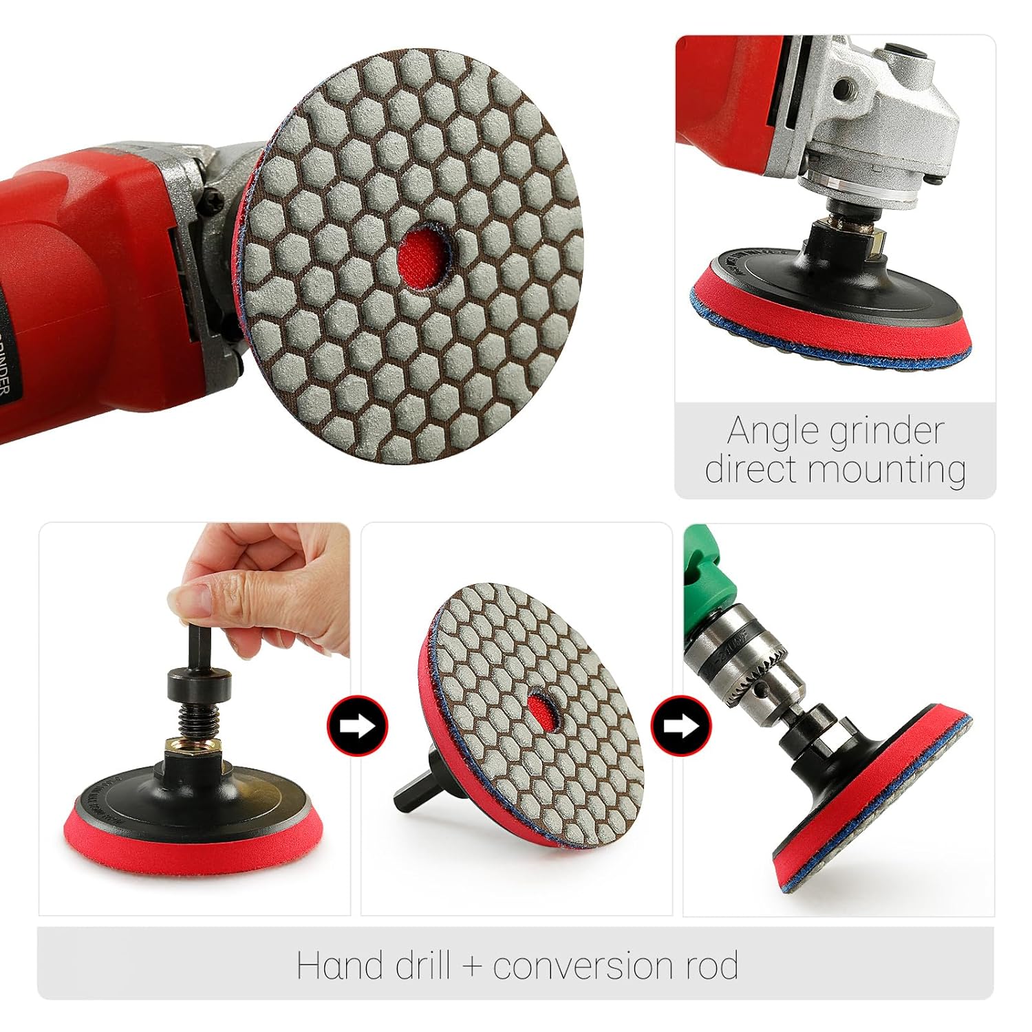 LOZLIN Polishing Pads 8PCS/Set 4 Inch Dry Polishing Pad Sharp Flexible 100mm Diamond Polishing Pads for Granite Marble Stone Concrete Sanding Disc