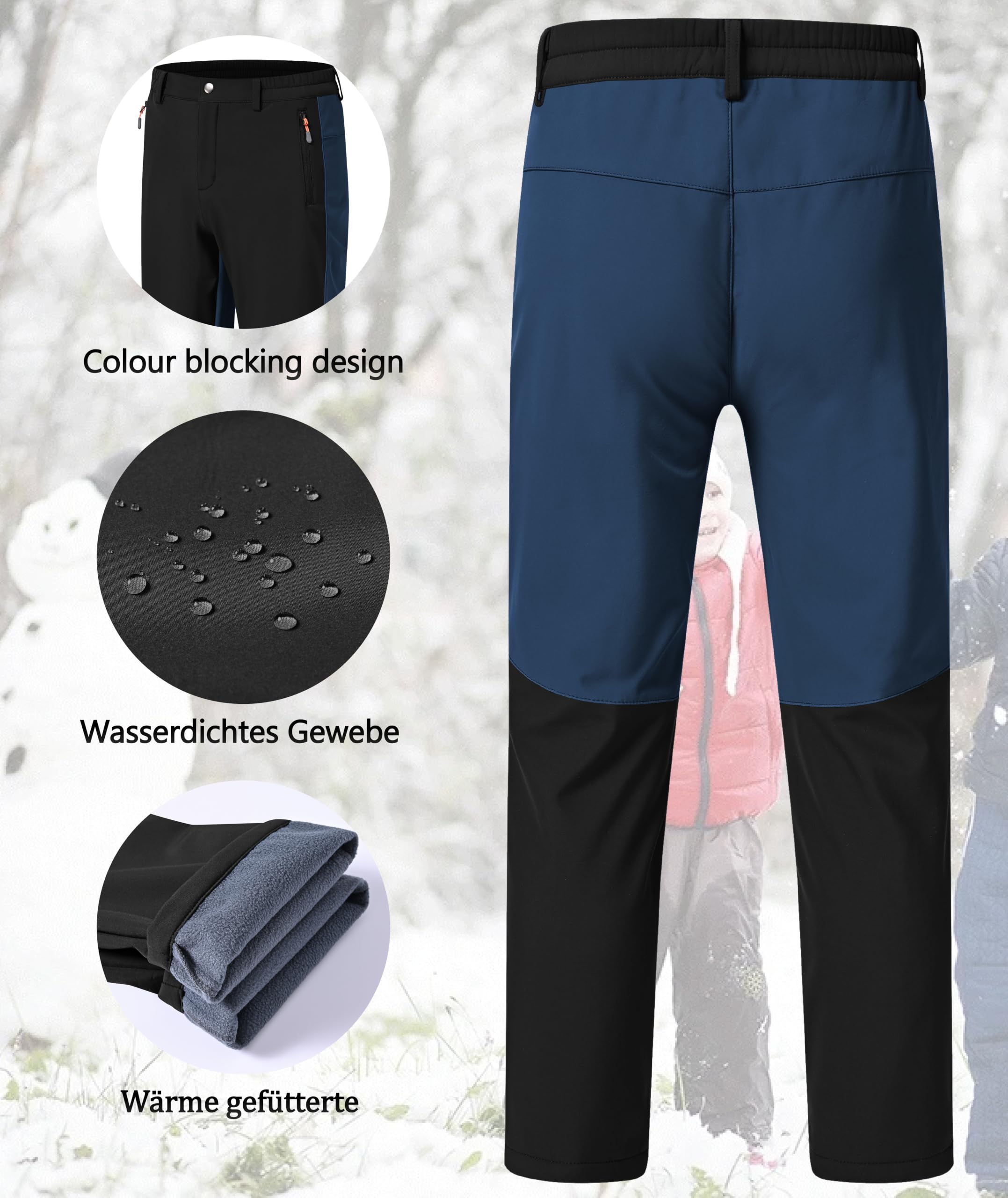 Zoofly Pantalones Nieve Niño Pantalón Invierno Niña Pantalon Termico Impermeable Forrado Softshell Termicos Trekking