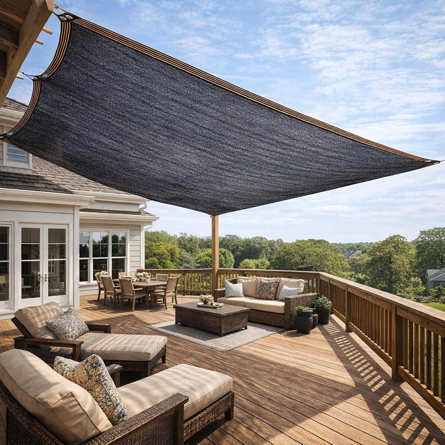 Heavy Duty Black Garden Shade Net - 90% UV Block, Breathable Outdoor Mesh Tarp with Grommets, Sun Shade Cloth for Plants, Greenhouse, Patio & Pergola (1x9.5m)