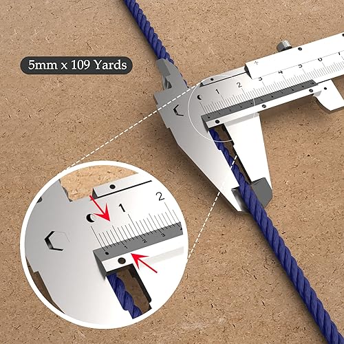 Miniatura 7 de ZUEXT - Cuerda de algodón de macramé de 0.197 in x 109 yardas, 100% natural, hecha a mano, colorida, cuerda de algodón trenzada para colgar en la