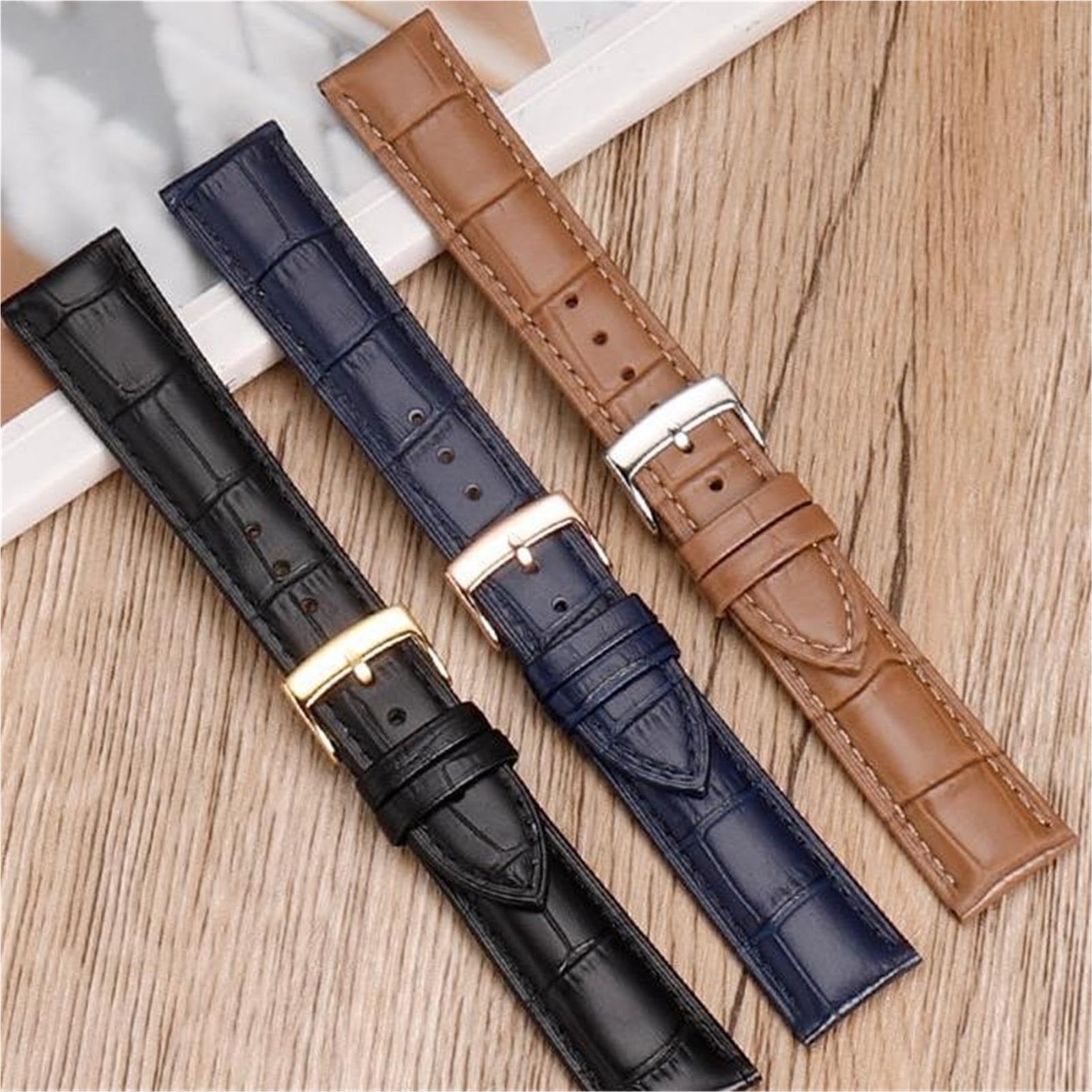 Accesorios de correa de reloj de cuero for hombre con hebilla de acero inoxidable 16 22 mm
