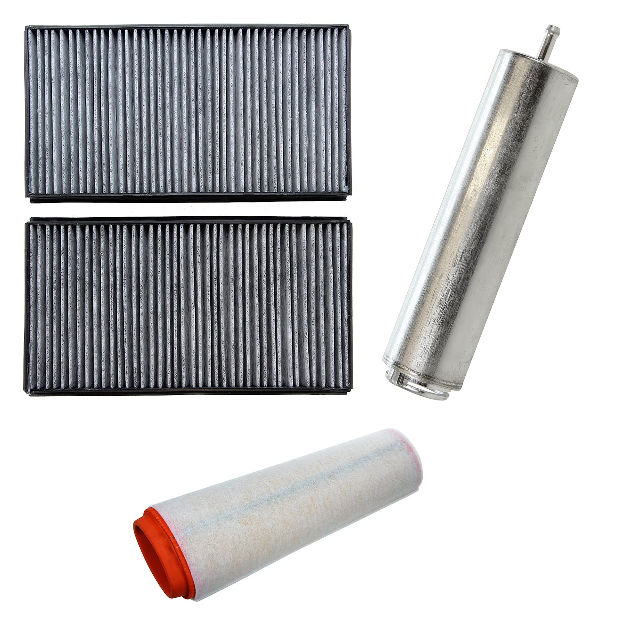 BESTPRICE Kit d'inspection Kit de filtration avec 1x filtre à carburant ; 1x filtre à air ; 2x filtres d'habitacle avec charbon actif, COMPATIBLE AVEC - BMW Série 5 (E60), Série 5 Touring (E61)