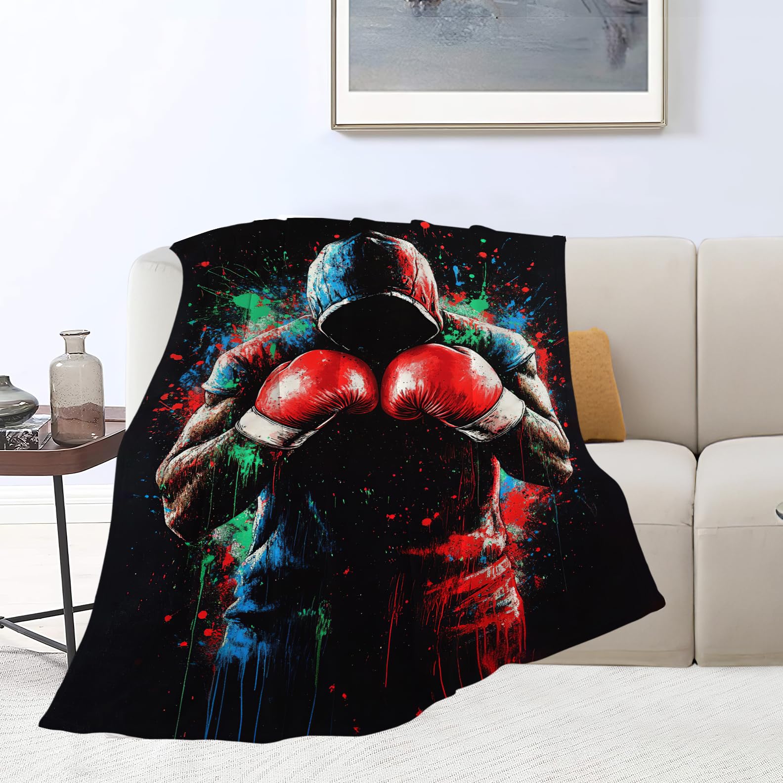 Boxing Gifts, Boxing Throw Blanket, Sports Gift for Men Boys Women Girls Lover Adult Cozy Fleece Flannel Bedding Stuff Plush for Couch Sofa Bed Decor 50"X40"