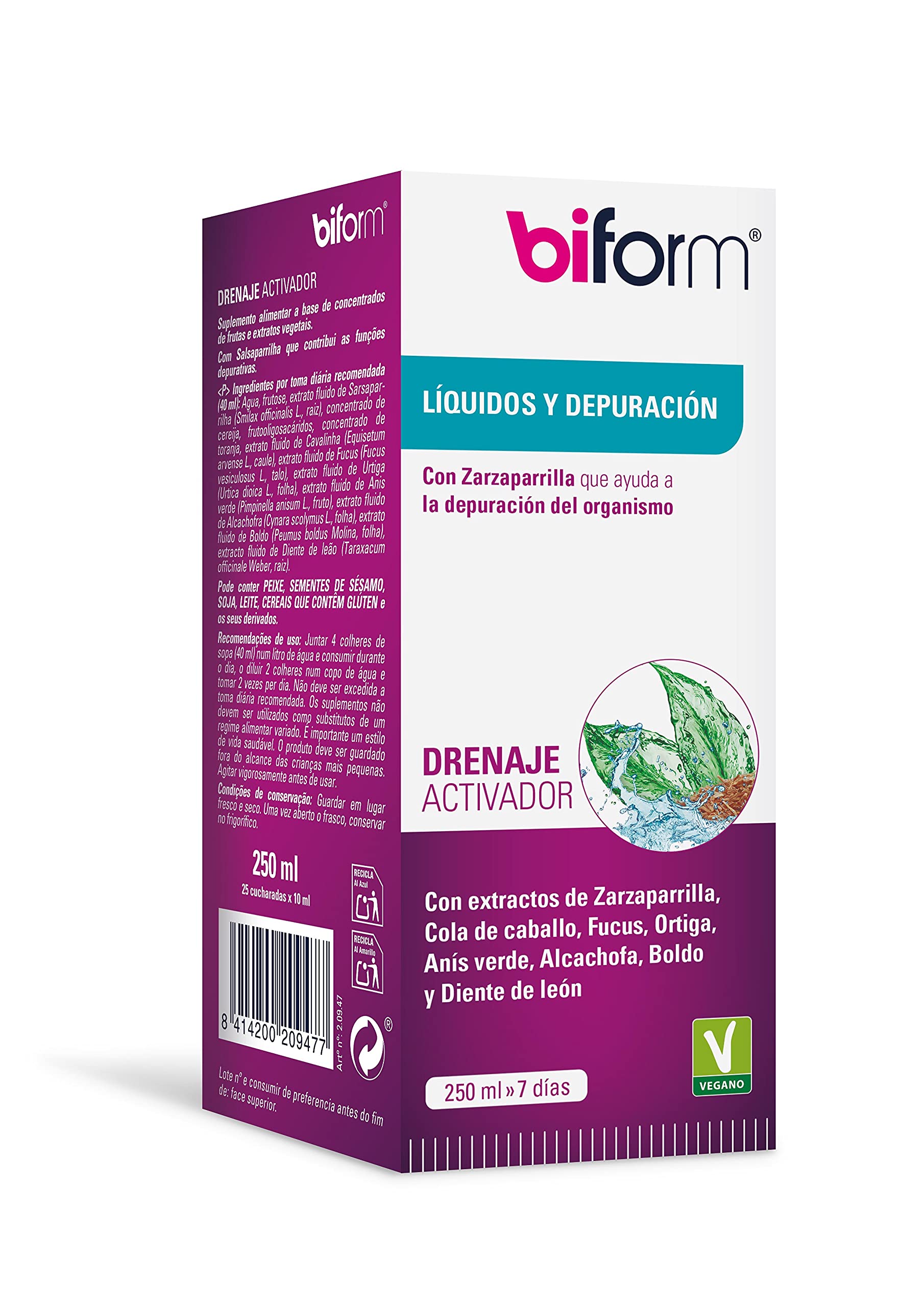 biform, Drenaje Activador a Base de Extractos de Plantas, Ingredientes que Ayuda