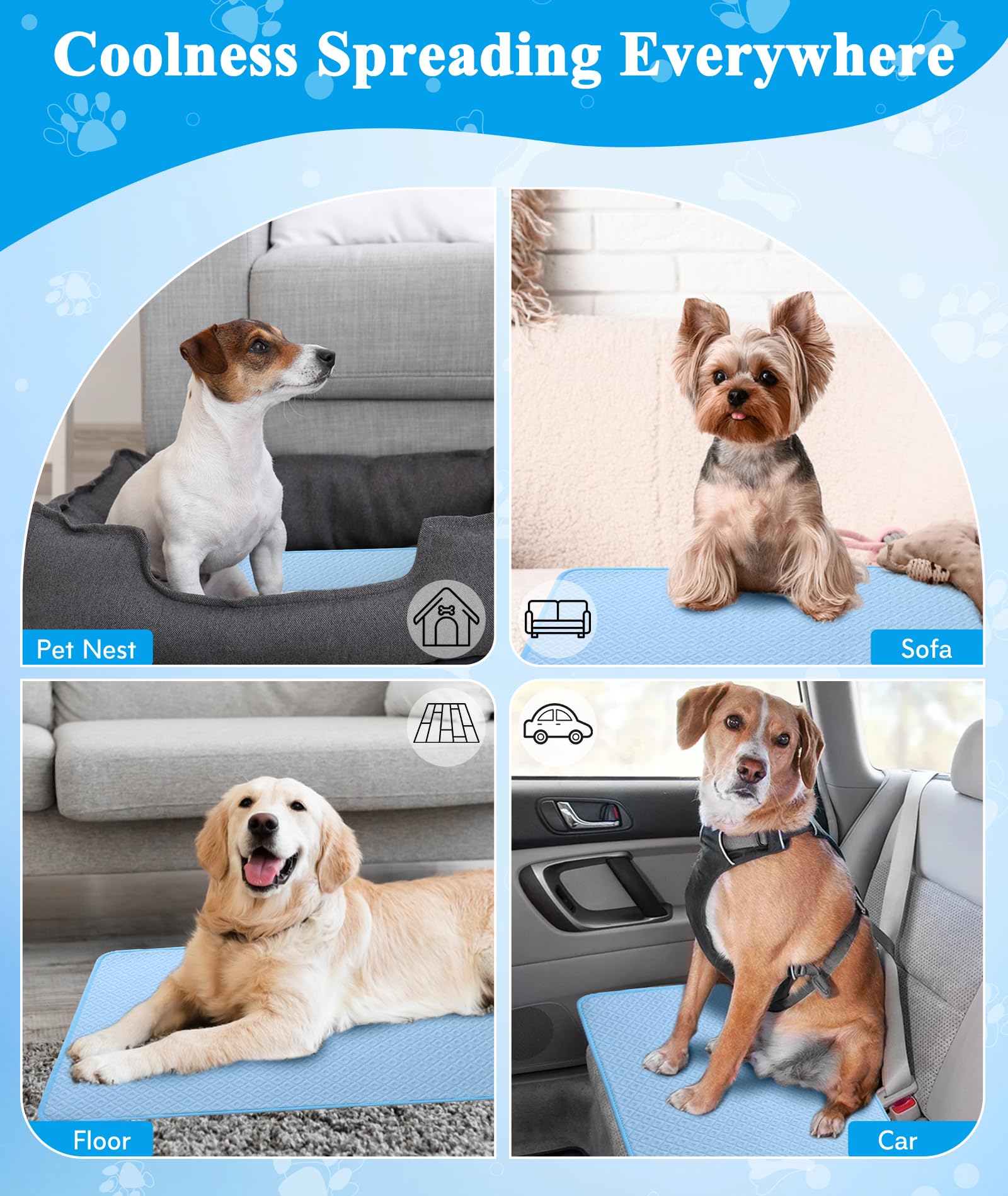 Alfombrilla de refrigeración mejorada para perros, transpirable, antideslizante, lavable, para perros, gatos, interiores y exteriores