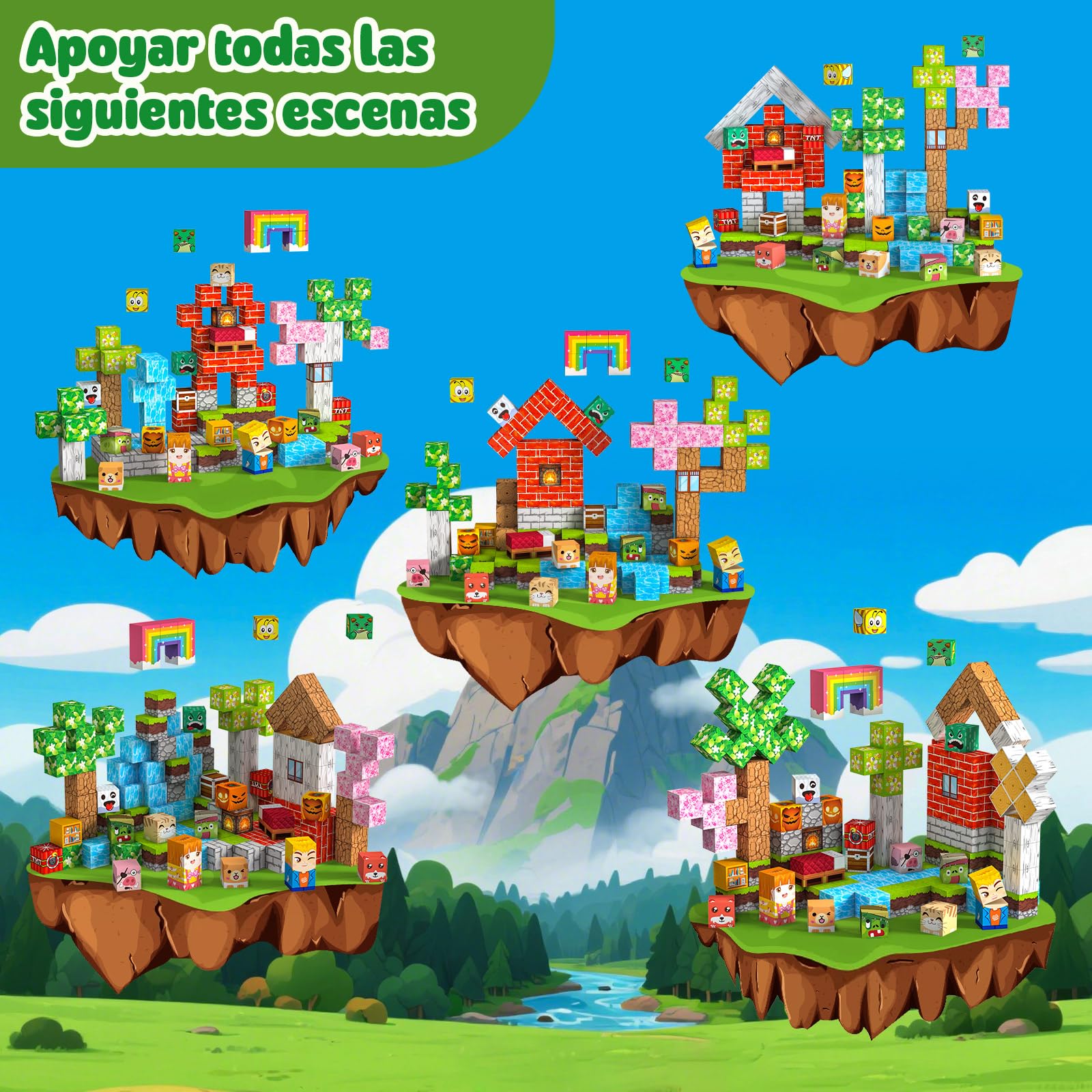 Bloques Magneticos Construccion Niños 150 Piezas 2CM 3+ Magneticas, Juego Magnetic Blocks Tiles Construcción, Juguetes Montessori para Niños 4 5 6 7 8 9 10 11 12 Regalos de Cumpleaños para Niñas