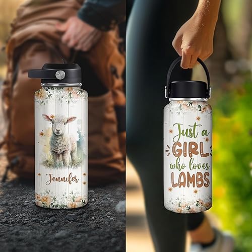 Vista 17 de Hyturtle Botella de agua personalizada de burro, botella de acero inoxidable aislada con nombre personalizado con tapa a prueba de fugas, 18 onzas