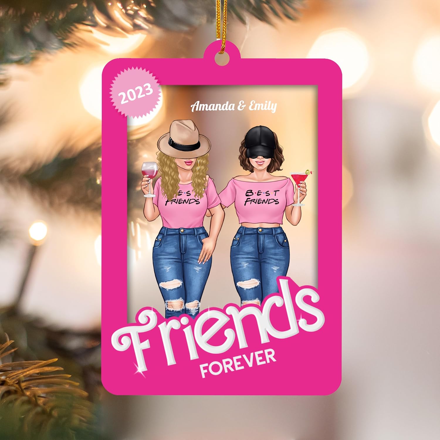 GOSSBY Personalized Custom Ornament (2 Women) Partners in Crime Personalized Friends Ornament Best Friend Christmas Ornaments Friends Christmas Ornaments Friendship Ornaments Friends Ornaments for