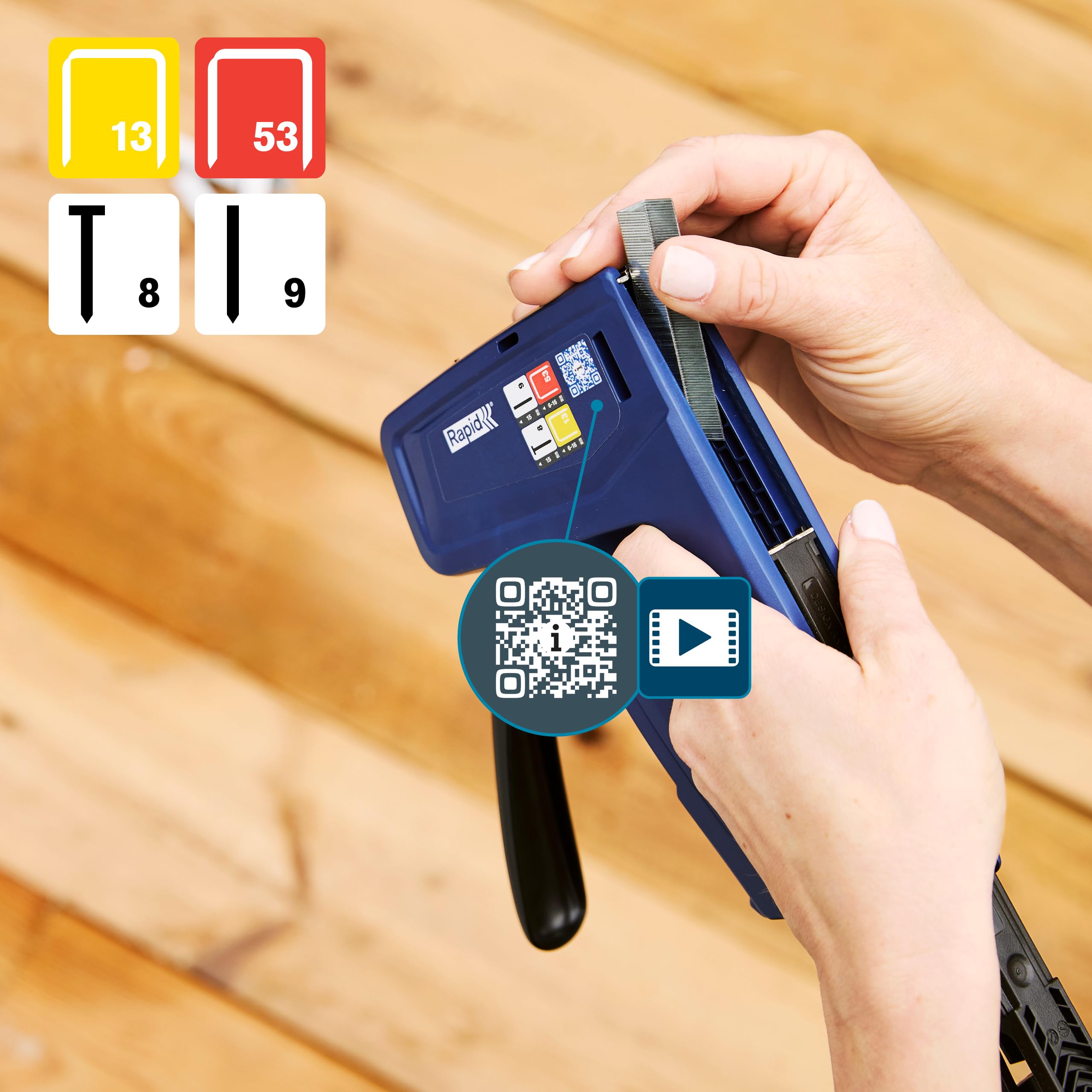 RAPID Cucitrice 4 in 1 per legno resistente - Per fai da te, tappezzeria e tappeti - Resistente e leggera - Fino al 50% più facile da spremere - Made in Sweden - Cucitrice RPC4