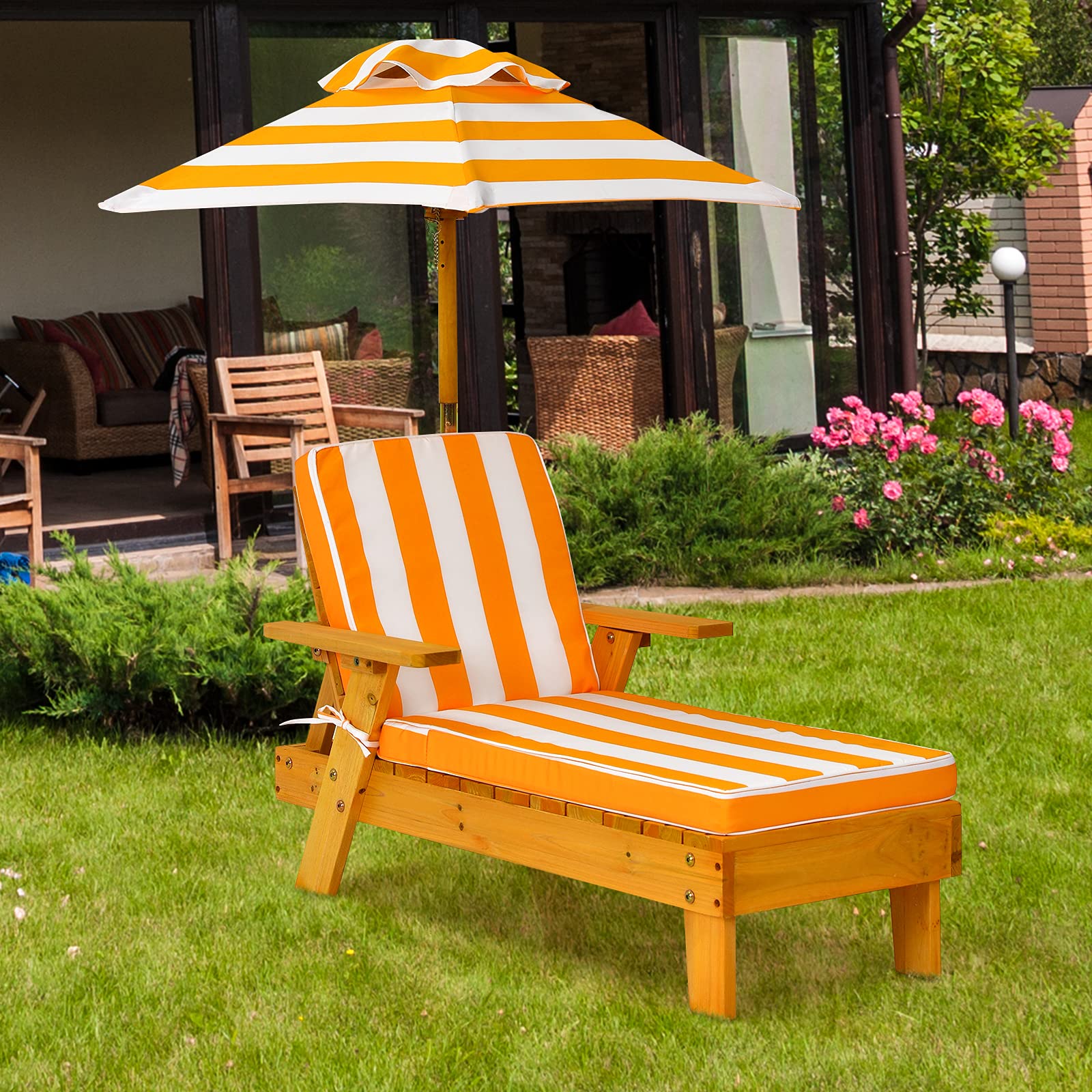 Caserta ligstoel, Verstelbare tuinligstoel, Ligstoel voor buiten, 100% Made in Italy, 195x65h78