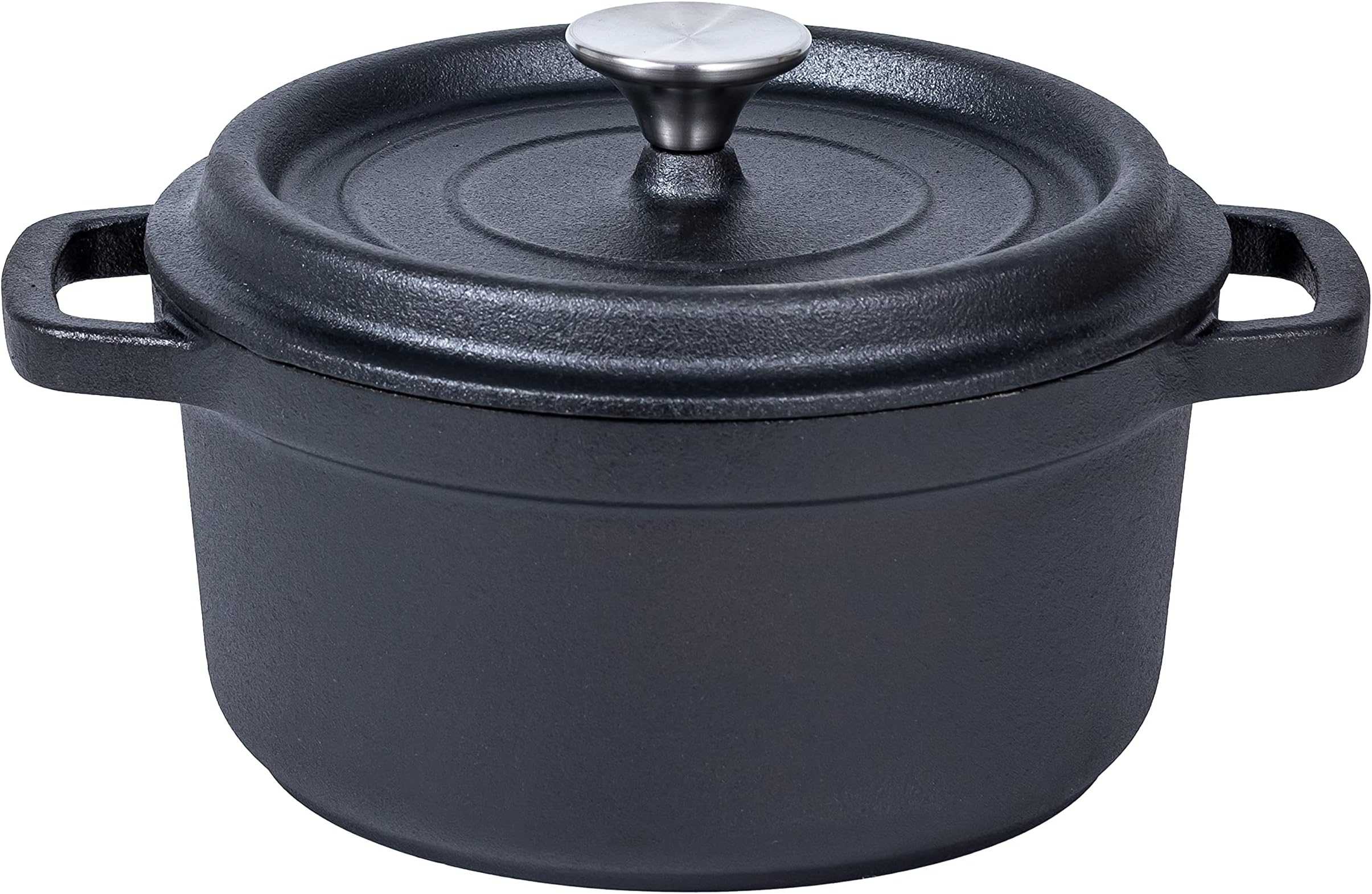Bruntmor 5.2 Quart Pre-Seasoned Cast Iron Dutch Oven with Lid and Handles - Versatile Black Cast Iron Skillet - Shallow Cookware for Casseroles and Braising Dishes - Works with Induction Stovetops