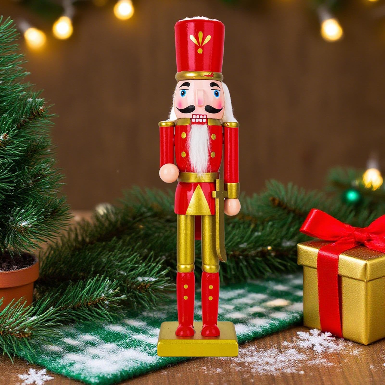 Cascanueces Navideños Personajes de Cascanueces de Madera para Navidad | Centros De Mesa Navideños Para Interior Exterior Salón Cocina