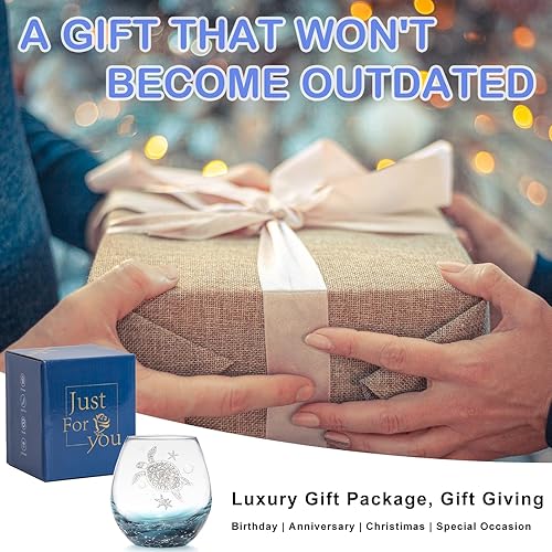 Miniatura 4 de Copa de vino sin tallo de tortuga marina, 19 onzas, regalo único ideal para el día de la madre para los amantes de las tortugas marinas, regalos de