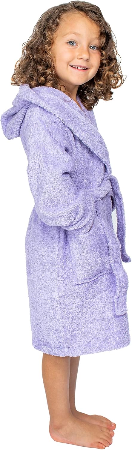 BAGNO MILANO Organic Turkish Cotton Kids Bathrobe, Soft Terry Cotton-Acrylic Hooded Towel Robe for Boys, Girls