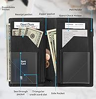 Vista 4 de Server Book,Waitress Book,5x9 Inch Server Books for Waitress & Waiter, Cute PU Leather Serving Book Guest Check Presenters Organizer with Zipper