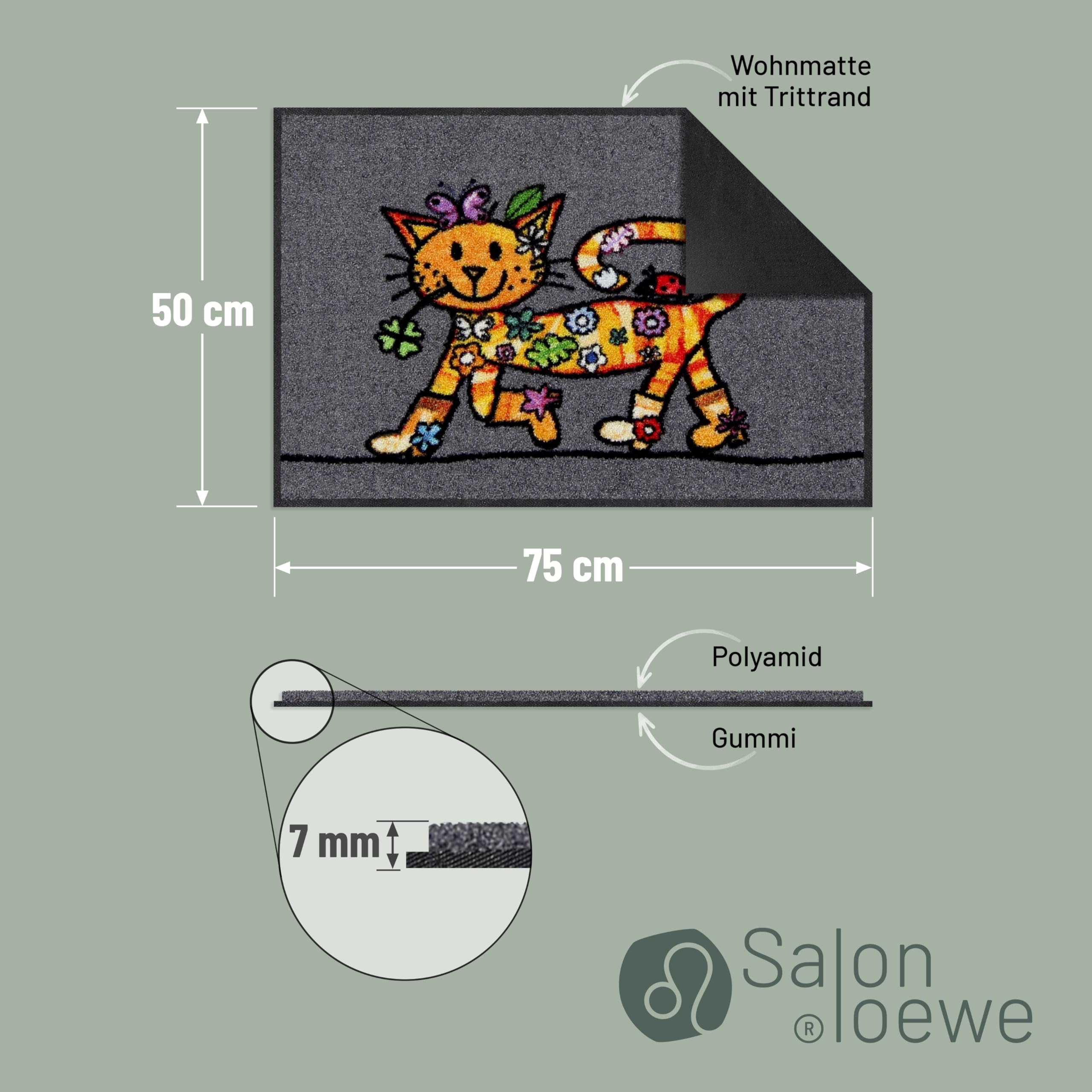 Salonloewe Fussmatte Funky Cat I Schmutzfangmatte & Fußabtreter für Innen 50 x 75 cm