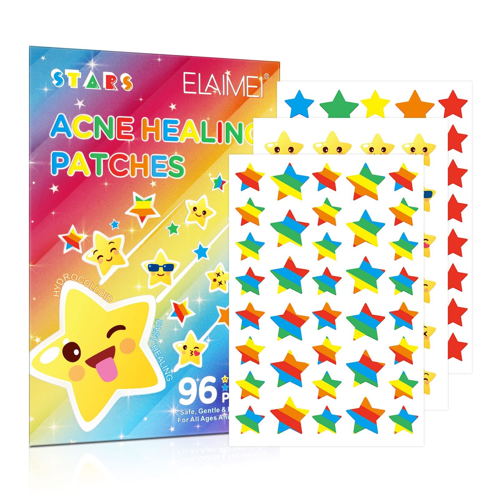 96 Patches Cute Star Pimple Patches Face Pimple Patches Acne Healing Patches Hydrocolloid Acne Patches for Face Blemish