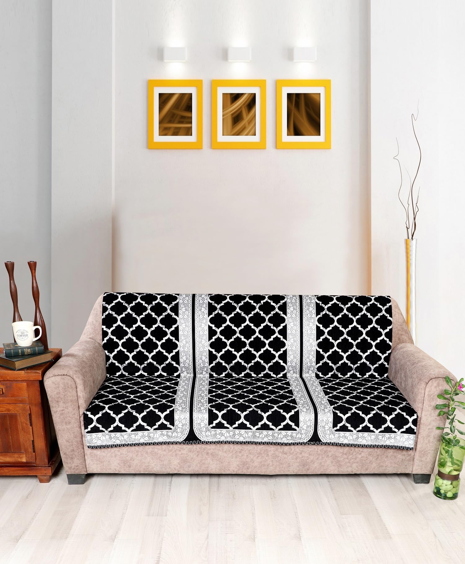Nendle Modern Velvet Sofa Covers 3 Seater Combined Sofa Seat and Back Cover|Anti-Slip Sofa Covers for Living Room (Black, Pack of 1) (B0CDC3P53N) Amazon Price History, Amazon Price Tracker