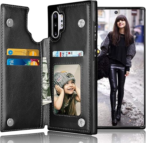 Tekcoo Funda tipo cartera para Galaxy Note 10 Plus minimalista de lujo de piel sintética para identificación tarjetero de crédito ranuras cierre