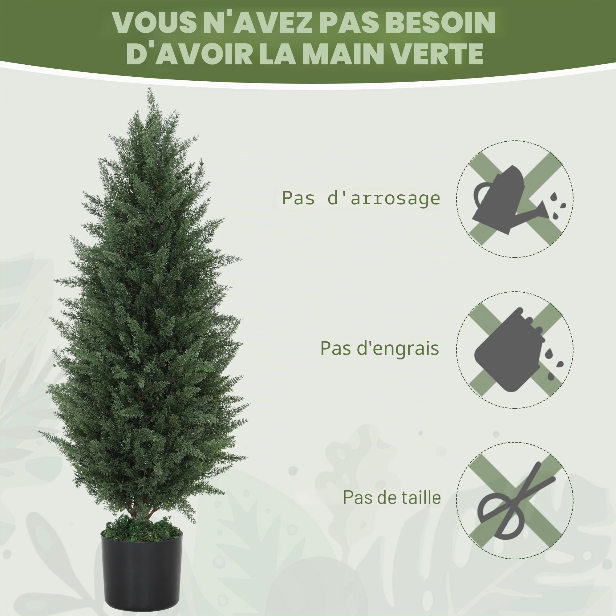 HOMCOM Lot de 2 cyprès artificiels résistants aux UV 90cm