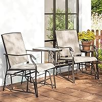 Vista 9 de Outsunny Sillas planeadoras para exteriores con mesa auxiliar, mecedora de 2 asientos para patio, sofá biplaza con correa transpirable para patio