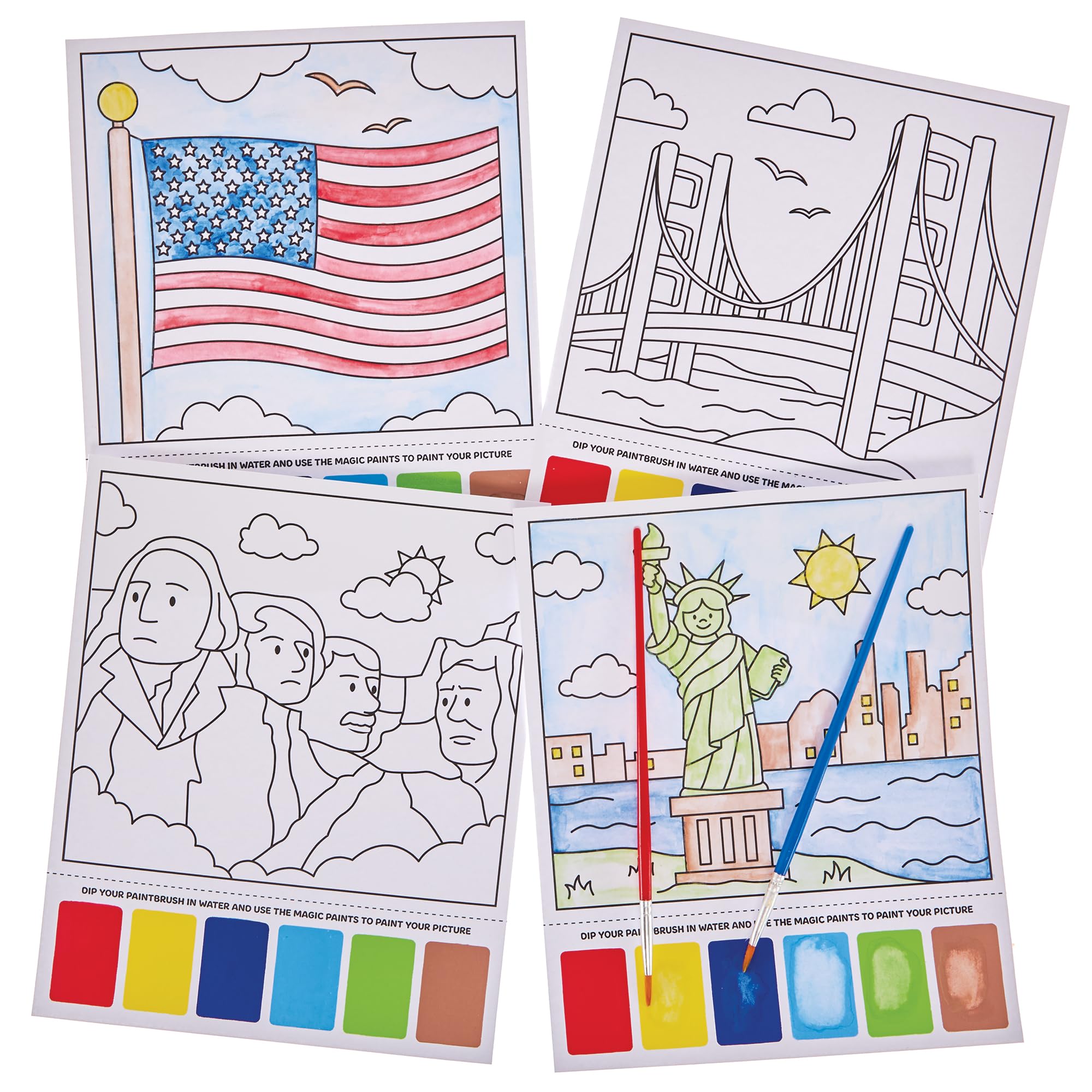 Baker Ross FN033 USA Scenes Magic Painting Kits - Pack of 10, Painting Kits for Kids