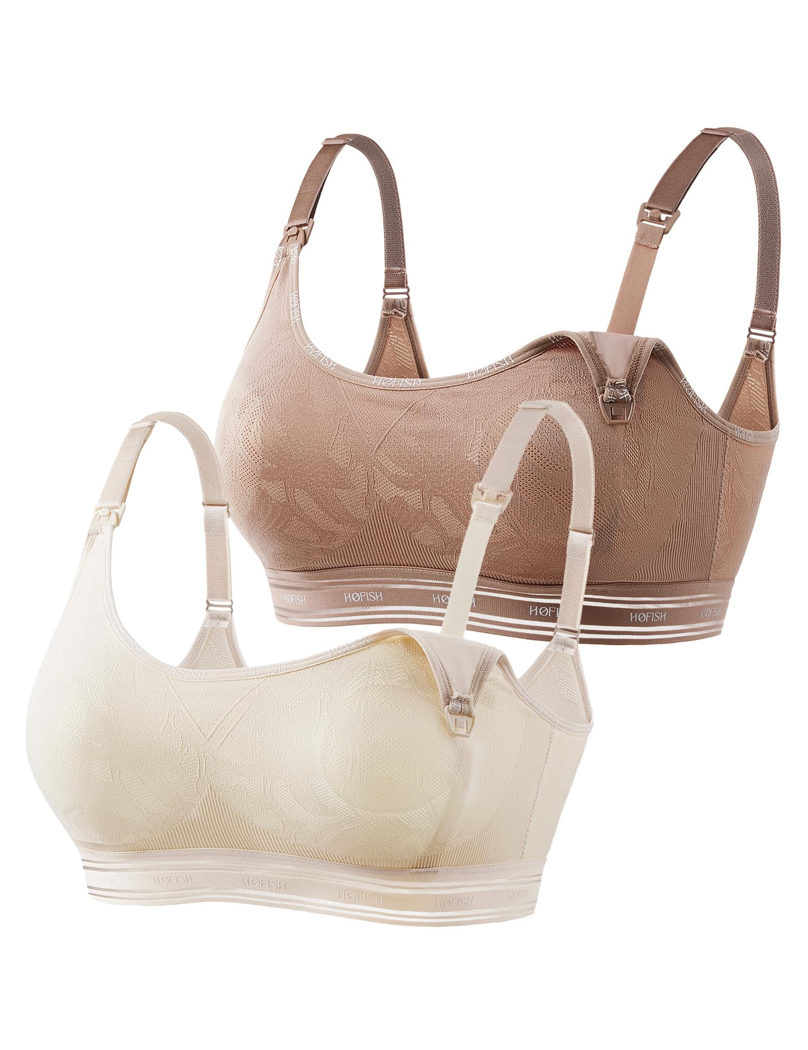 HOFISH Maternity Nursing Bras for Breastfeeding Comfort Seamless Wirefree Pregnancy Bras S-XXL with Bra Extenders & Clips — view 16