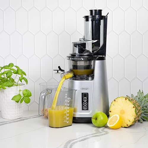 Miniatura 8 de Omega Exprimidor de boca ancha, compacto y vertical prensado en frío, extractor de jugo de frutas y verduras con tolva de 3 pulgadas, jugo lento de