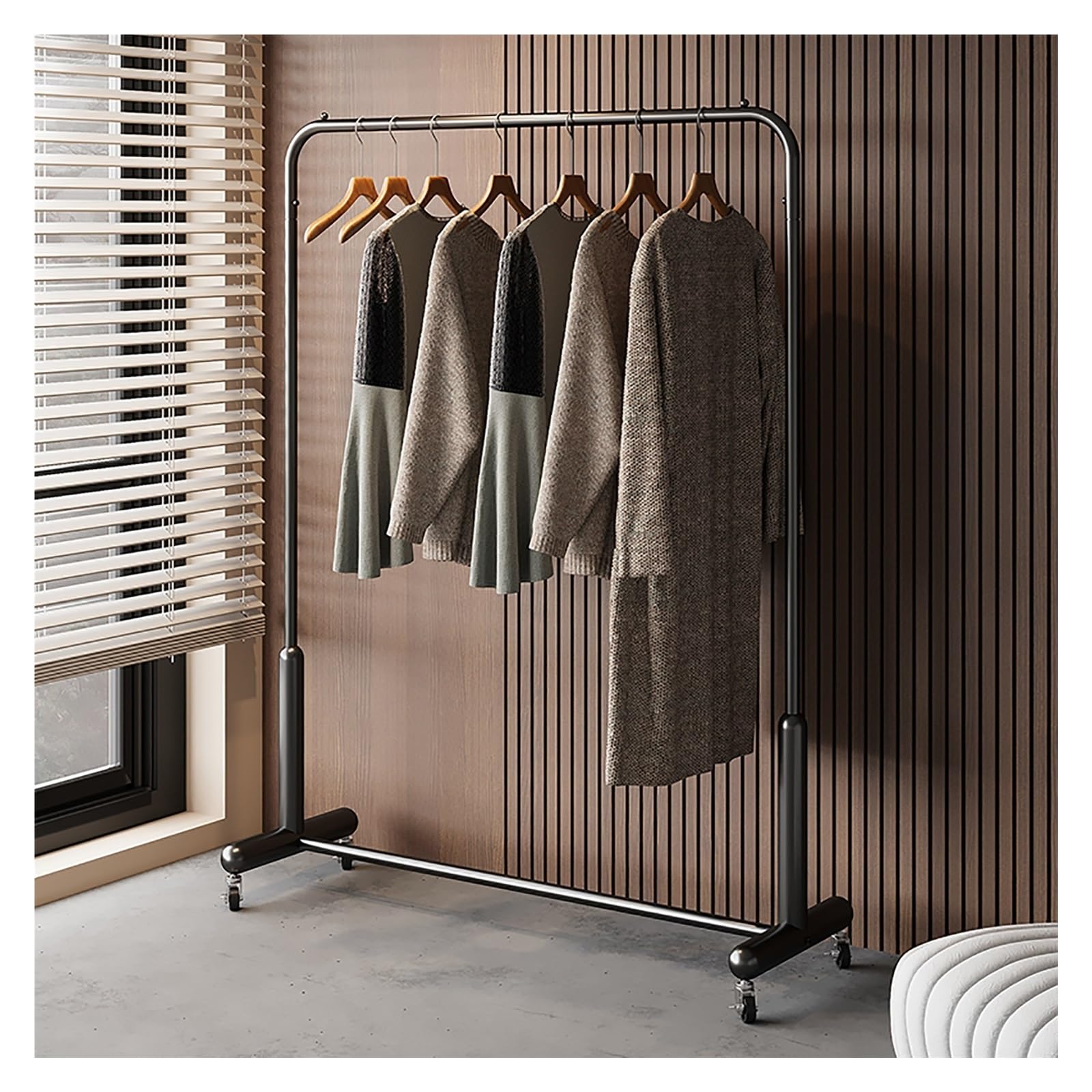 Heavy-Du Kleiderständer mit Rollen, Metall, Kleiderständer für Schrank, tragbare Garderobe für Ankleidezimmer, Wohnzimmer und Schlafzimmer, Schwarz, 100 x 165 x 40 cm
