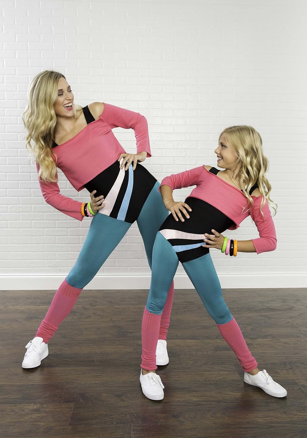 80s Workout Costume For Women | Exercise Leotard-Style Bodysuit With Crop Top Sweatshirt And Leggings | Halloween Outfit