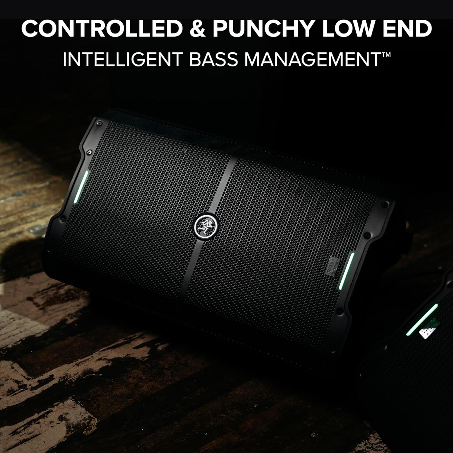 Rear panel of Mackie SRM215 V-Class with input/output connections