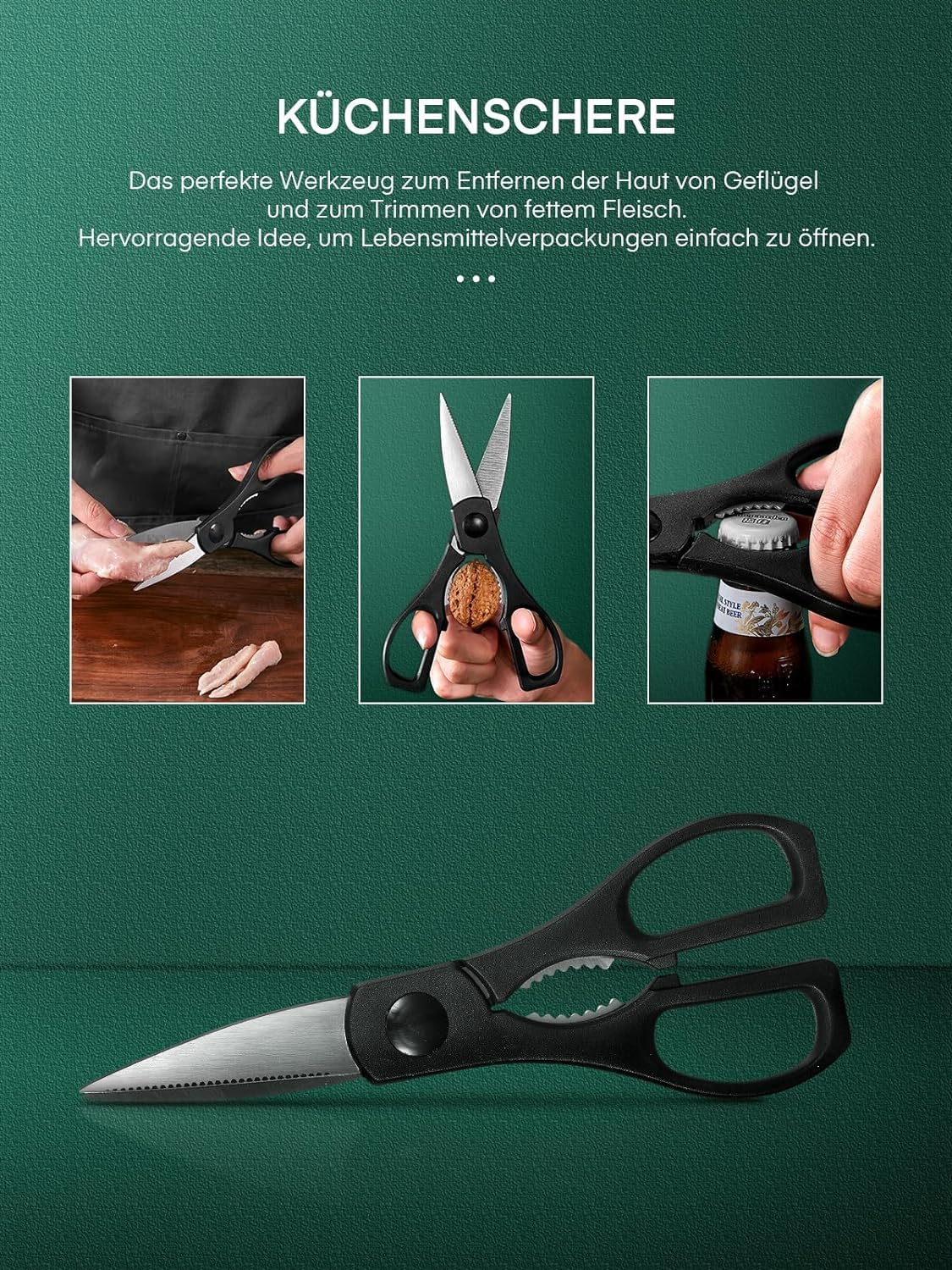 D.Perlla Messerblock, Profi Messer Set 16-TLG, Extra Scharf & Ergonomischen Messerblock Messer Set, Nehmen Sie Nahtlose Schmiedetechnologie an, Edelstahl Kochmesser Set mit Holzblock, Schwarz
