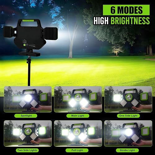 SYLSTAR 55W Rechargeable Work Light, 5000 Lumen Magnetic Base, IP65 Waterproof, Folding & Rotating LED, 6 Modes, Portable Cordless Light for Garage, Workshop, Construction, Car Repair, Camping - 2