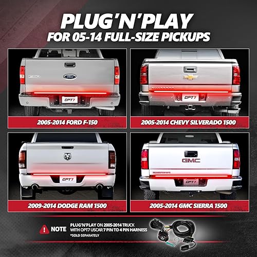 Miniatura 11 de OPT7 - Barra de luz LED Redline de triple fila para parte trasera de camioneta, con señal direccional, resistente a la intemperie, no requiere