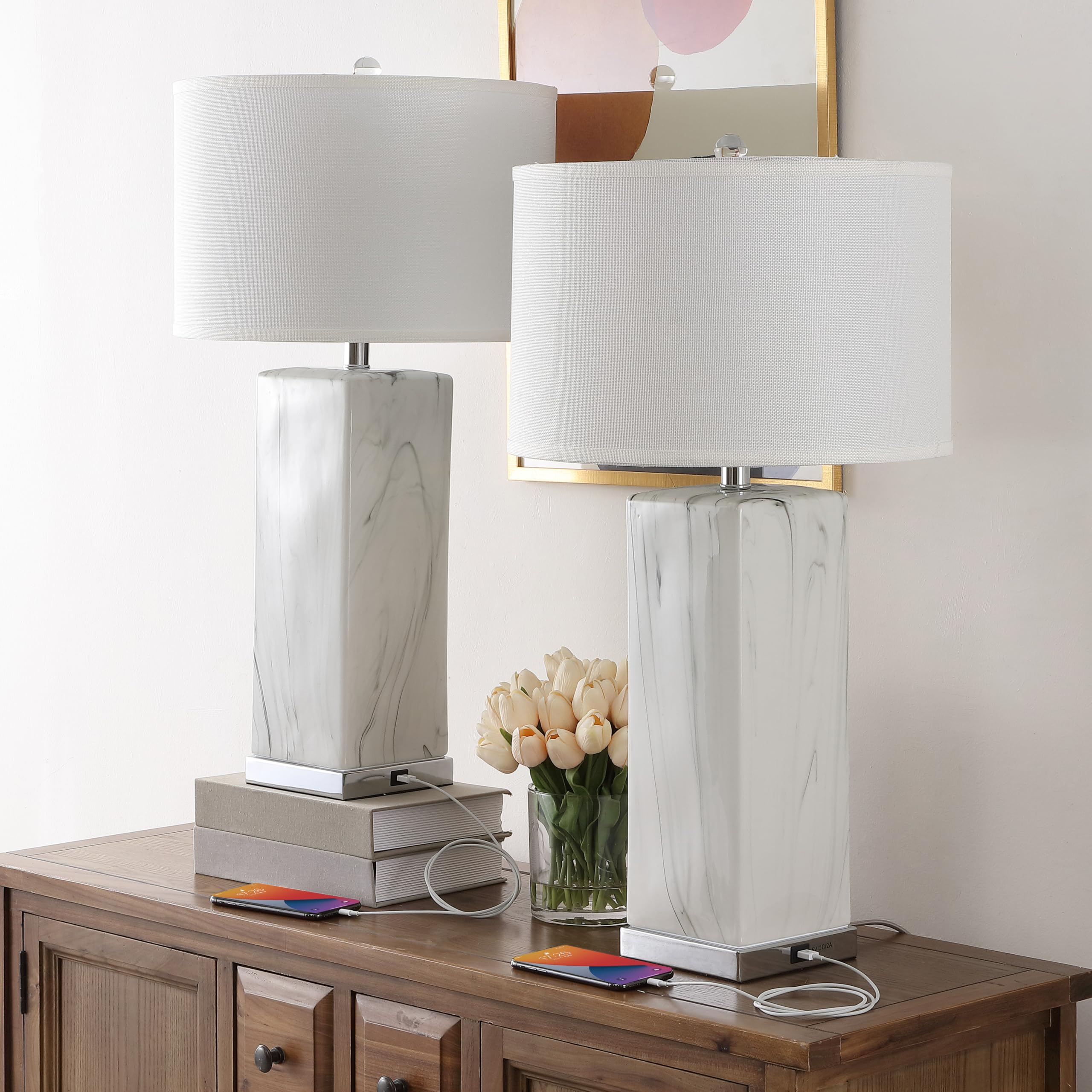 SAFAVIEH Lighting - Olympia 29-Inch Ceramic Table Lamp Set of 2 