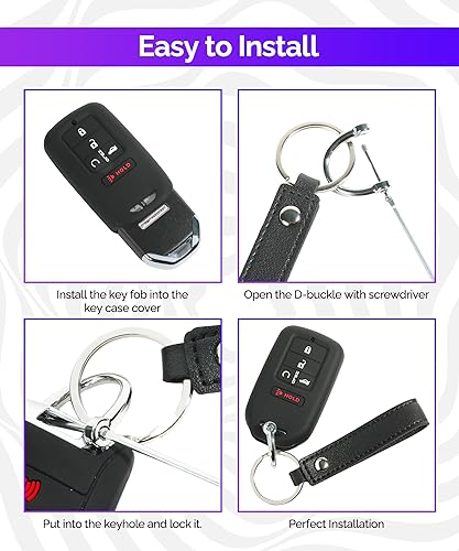 Miniatura 4 de RACOONA Funda de silicona para llavero de automóvil, con llavero, protector para llave de automóvil, protector remoto sin llave, funda para llave