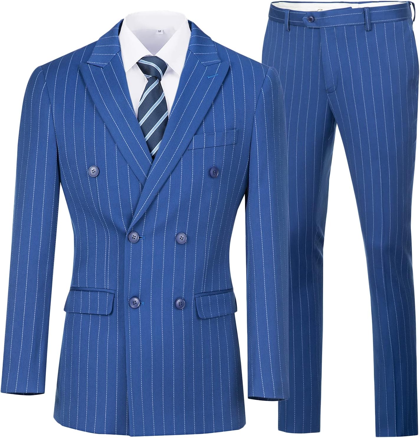 Mens Suits Slim Fit 3 Piece Double Breasted Tuxedo Suit Jacket Vest Pants Set for Wedding Prom