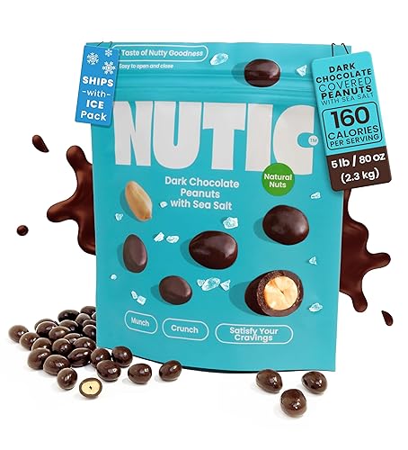 Nutic - Cacahuetes cubiertos de chocolate negro con sal marina 5 libras