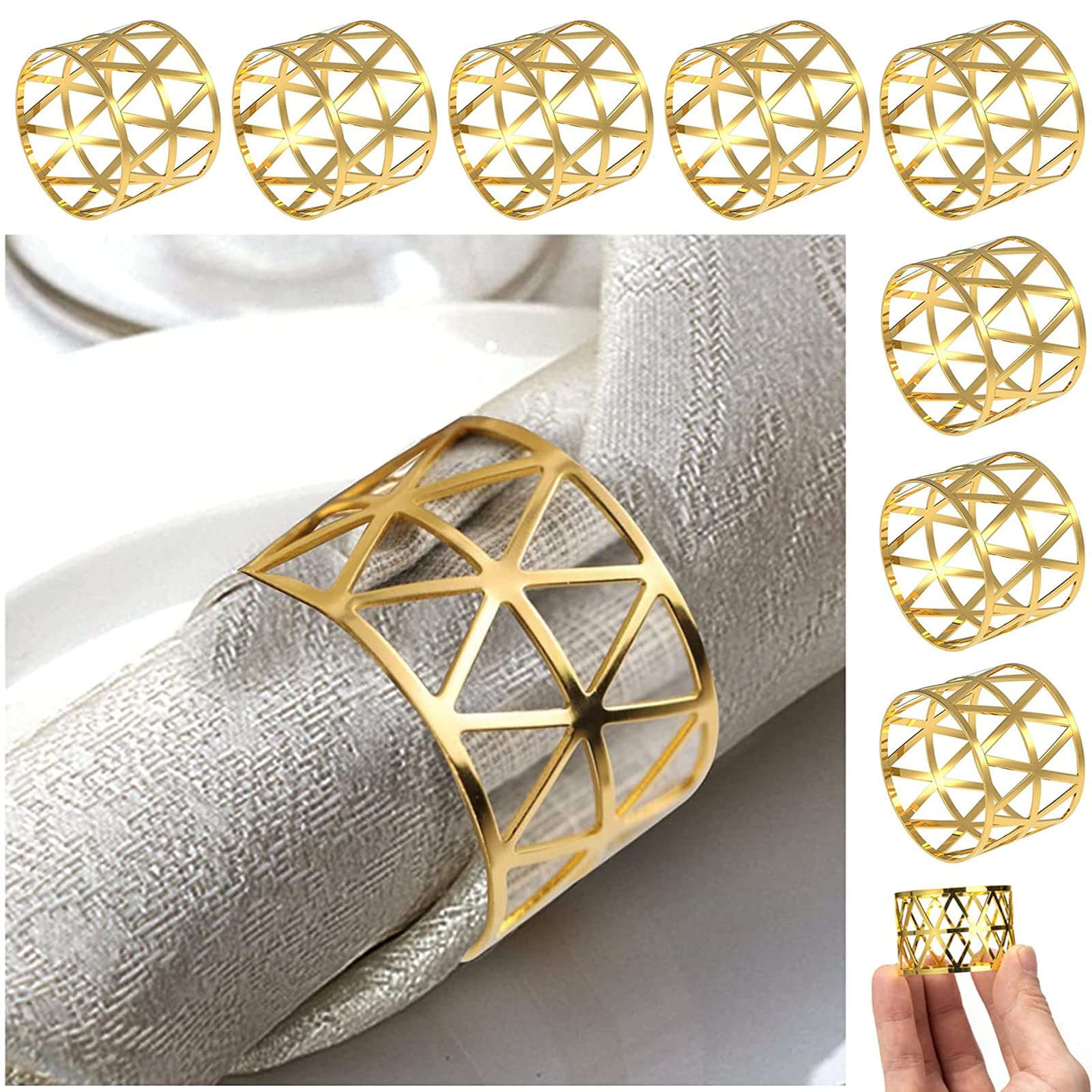 Fukaisu Serviettenringe Gold - 8 Stück Weihnachtsbaum Design Für Festtafel