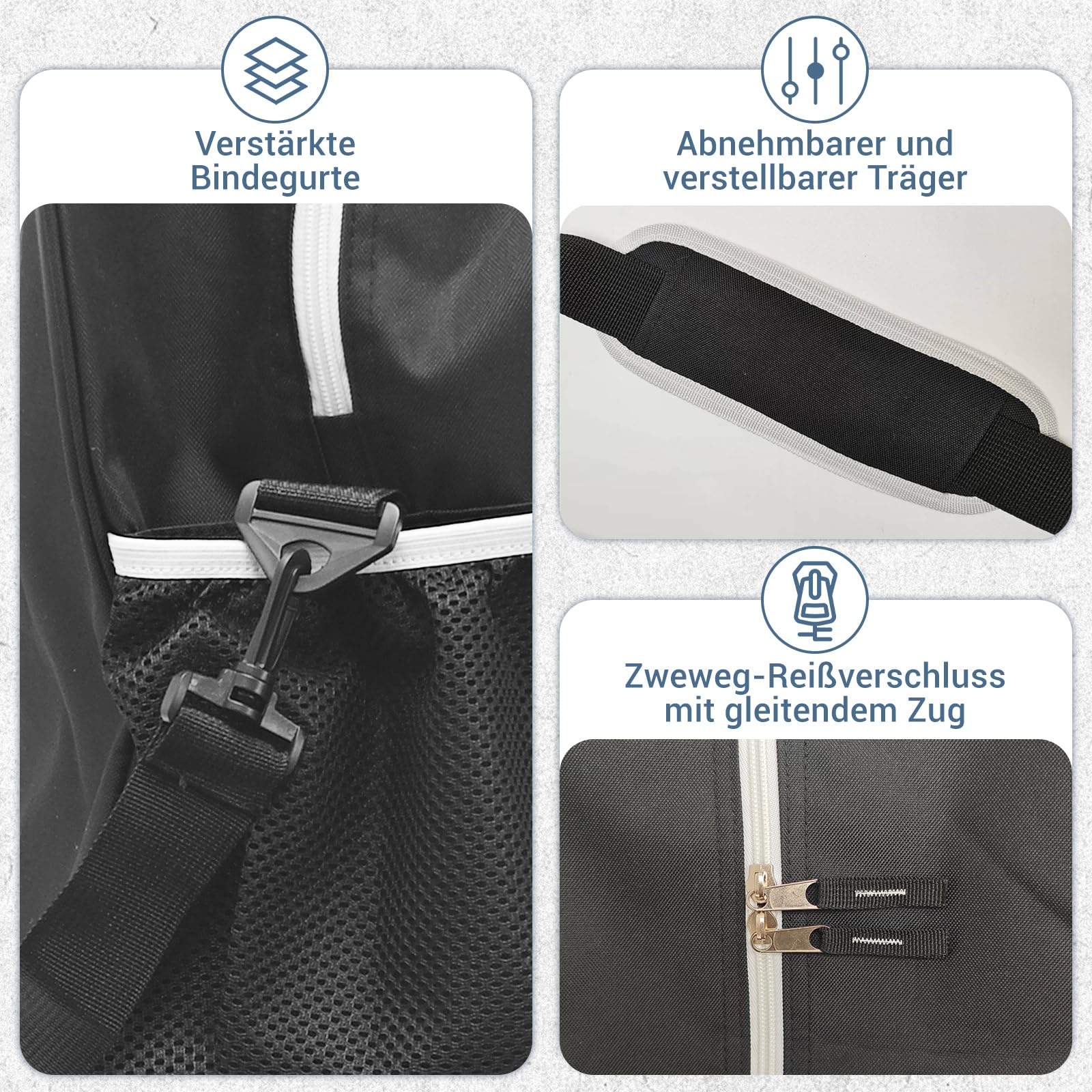 Sac de transport de ski imperméable avec sac à dos pour chaussures de ski, sac de ski robuste noir avec bandes réfléchissantes pour les vacances de ski et les sports d'hiver