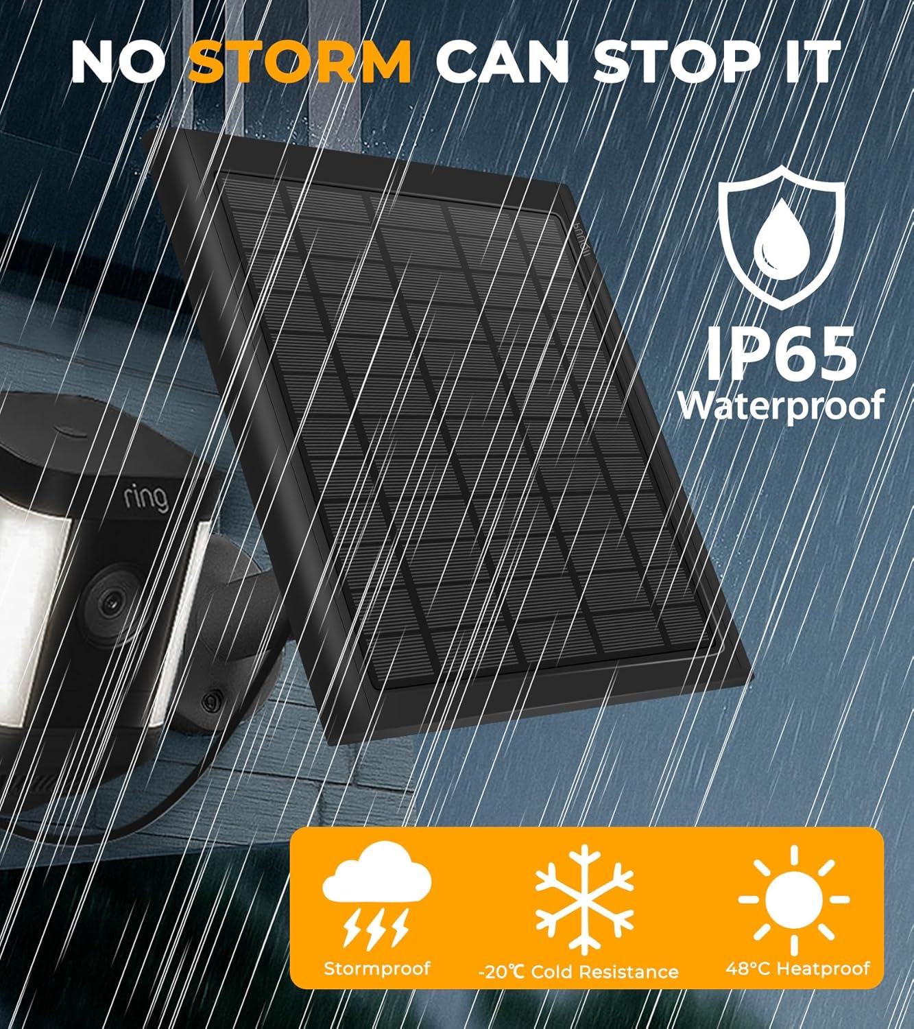 8W Solar Panel for Ring Camera, 2-Pack Solar Panel Charger Compatible with Ring Stick Up Cam Battery, Spotlight Cam Battery, Includes Barrel Plug to USB-C Adapter, IP65 Waterproof, 10ft Cable